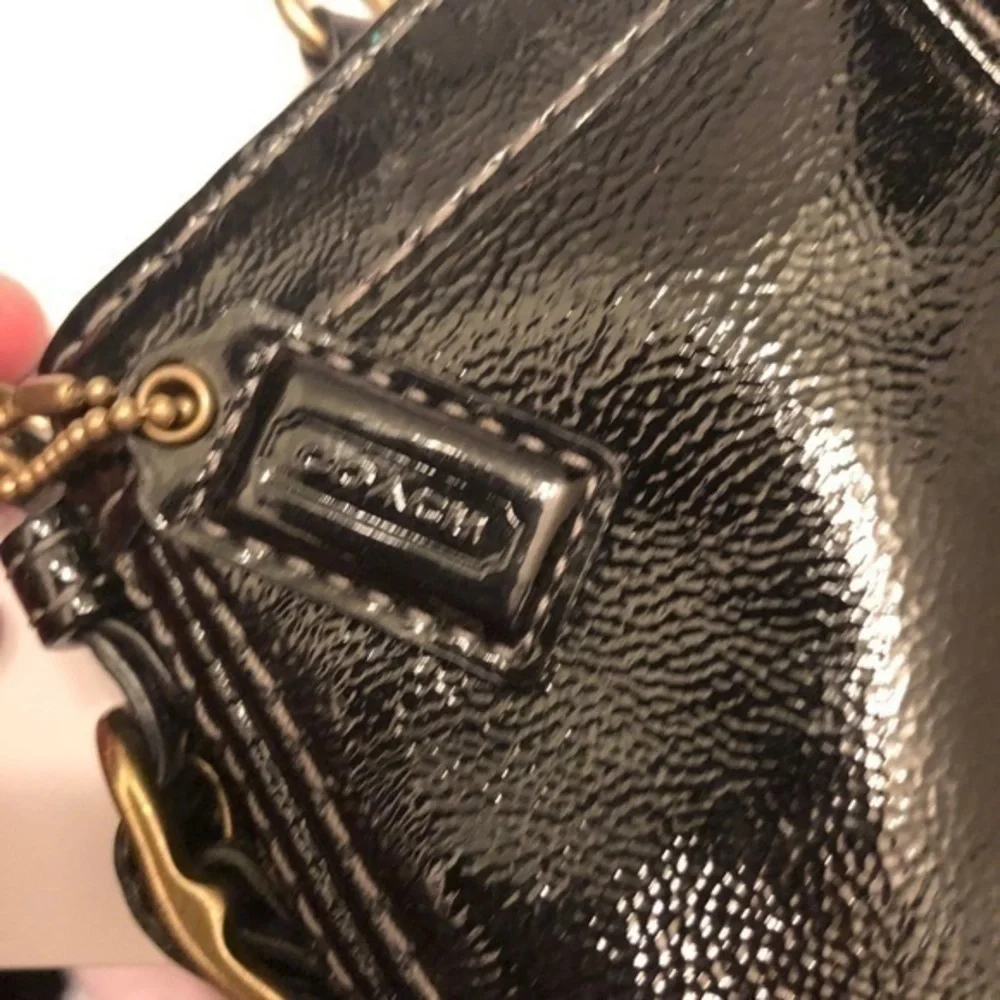 Coach black patent leather ultra rare vintage y2k mini Zoe bag wristlet